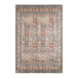 Tapis intérieur motif oriental / persan rouge, marron et bl…