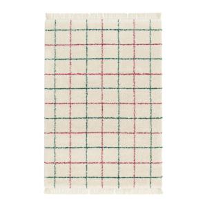 Tapis intérieur motif quadrillage multicolore avec franges…