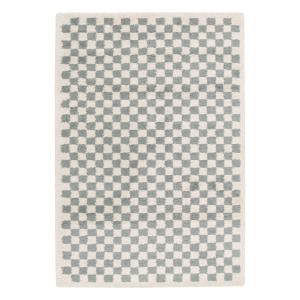 Tapis intérieur shaggy 160x230cm damier bleu clair