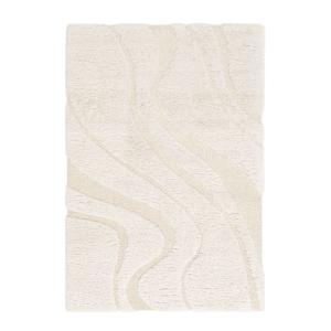 Tapis intérieur shaggy motif avec relief crème 200x290cm