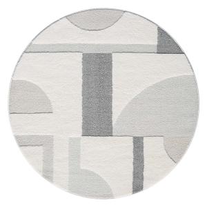 Tapis JAPAN Rond à motifs 3D en relief - Gris 160x160cm
