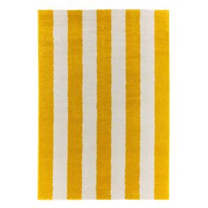 Tapis jaune et blanc à rayures - 120x160 cm