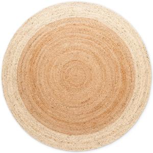 Tapis Jute Fait Main Bicolore Beige et Crème 240cm