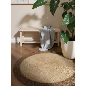 Tapis Jute fait main bicolore ivoire et mocca 160cm