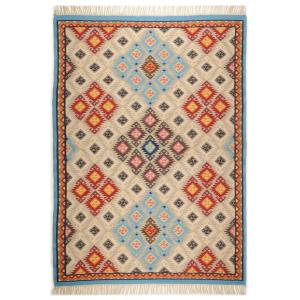 Tapis kelim en laine tissé à la main multi 140x200