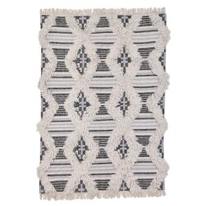 Tapis kelim moderne en laine fait main noir et blanc 160x230