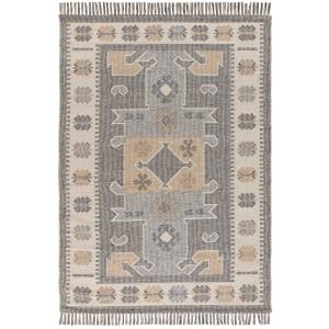 Tapis kilim de style ethnique avec franges gris, 120X170 cm