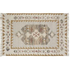 Tapis kilim en jute, laine et coton tissés motifs ethniques…