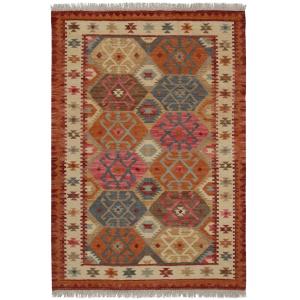 Tapis kilim orient tissé main en laine Rouge 060x120 cm