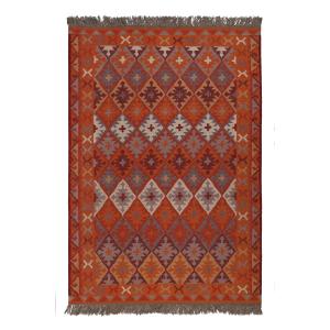 Tapis kilim pure laine tissé main ethnique chic à franges 2…