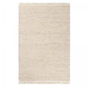 Tapis kilim tissé en laine motif géométrique, ecru 160x230…