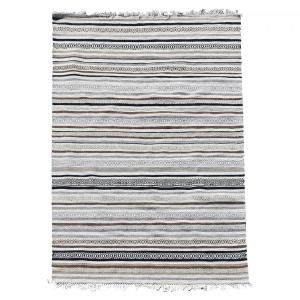 Tapis kilim tissé main en laine motif géométrique, beige 16…