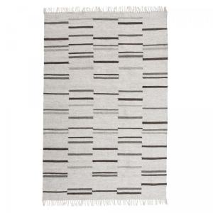 Tapis kilim tissé main en laine motif géométrique, gris 120…