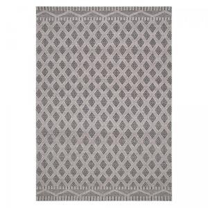 Tapis kilim tissé main en pet motif géométrique, crème 160x…