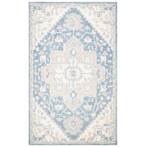 Tapis laine bleu/ivoire 152 x 244 cm