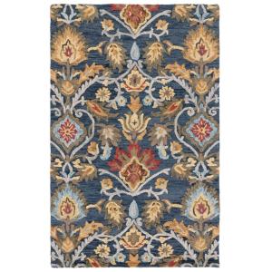 Tapis laine marine/multicolore 183 x 274 cm