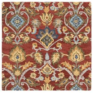 Tapis Laine Rouge/Multicolore 122 X 122 cm
