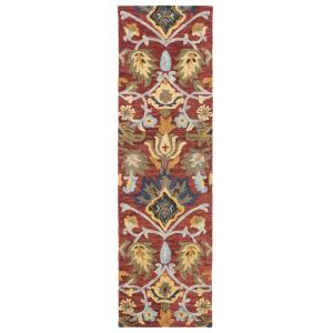 Tapis laine rouge/multicolore 69 x 183 cm
