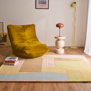 Tapis Laine Tissé à la main cubes pastels  133x190