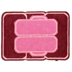 Tapis Laine Tissé à la main géométrique Rose et bordeaux 16…