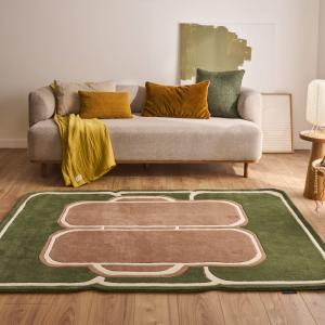 Tapis Laine Tissé à la main motif géométrique vert 133x190…