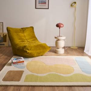 Tapis Laine Tissé à la main motifs organiques pastels 133x1…