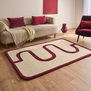 Tapis Laine Tissé à la main serpentin bordeaux 133x190