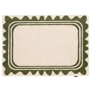 Tapis Laine Tissé à la main wavy Vert 133x190