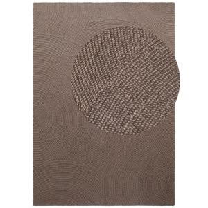 Tapis Laine tufté main motifs arcs Taupe 80x300cm
