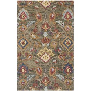 Tapis laine verte/multicolore 152 x 244 cm