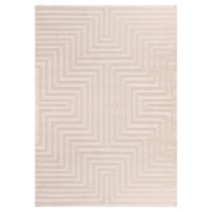 Tapis laineux à motif en relief Beige 140x200cm