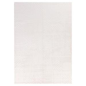 Tapis laineux à motif en relief Crème 120x170cm