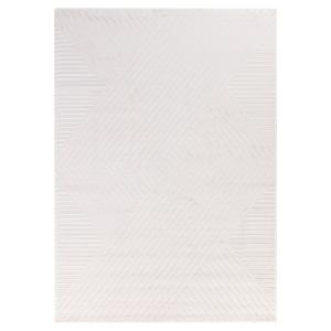 Tapis laineux à motif en relief Crème 140x200cm