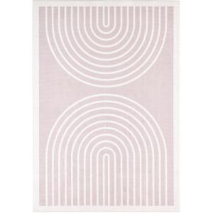 Tapis lavable arc en ciel beige et blanc 160x230