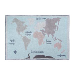 Tapis lavable carte du monde (140 x 200 cm)