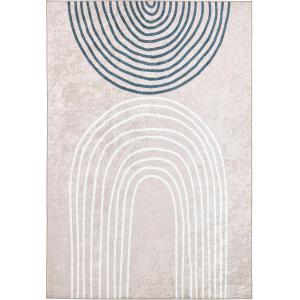 Tapis lavable en machine à motif arc en ciel - Beige - 120x…