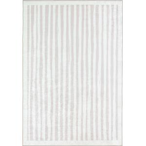 Tapis lavable en machine à motif rayure - Beige - 120x160