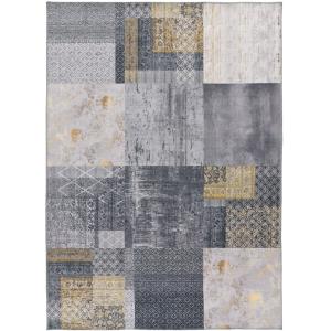 Tapis lavable patchwork gris 80x150 cm