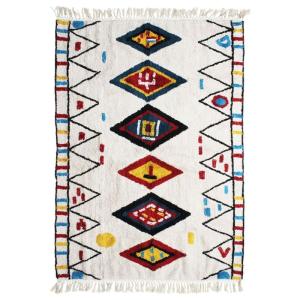 Tapis lavable shaggy berbère en coton blanc 160x230