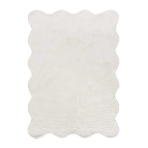Tapis lavable uni blanc à bordure ondulée 120x170 cm