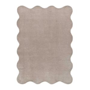 Tapis lavable uni taupe à bordure ondulée 160x230 cm