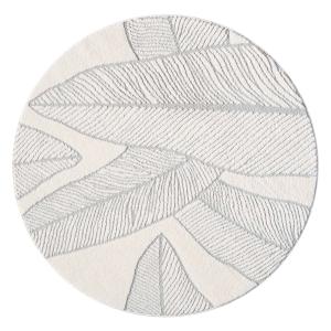 Tapis LEAF Rond à motifs feuillage en relief - Gris 200x200…