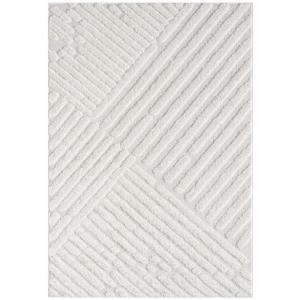 Tapis LINEA à poils longs et relief blanc 120x170cm