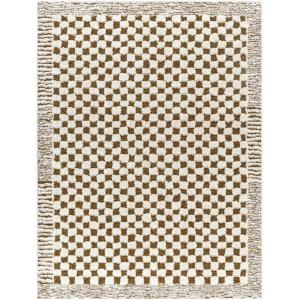 Tapis Moderne à Motif Damier Marron 200x275