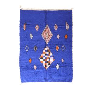 Tapis moderne en laine marocain bleu 206 x 295