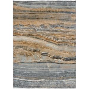 Tapis moderne gris/bleu/rouille 80x150 cm