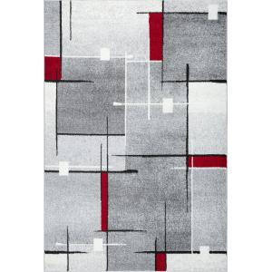 Tapis moderne salon découpe contour, gris rouge, 120 x 160…