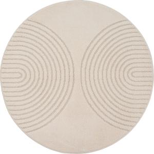 Tapis moderne salon scandinave, beige, 120 cm, ronde