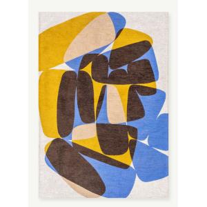 Tapis moderne tissé plat ROCKY Jaune 200x280 cm