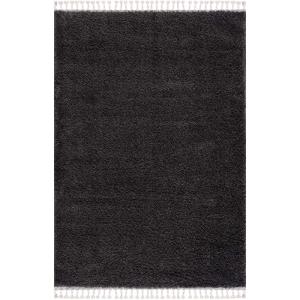 Tapis moelleux à franges tressées Anthracite 120x160cm